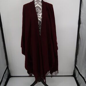 Lane Bryant Maroon/Holiday Cranberry Shawl w/Fringe One Size